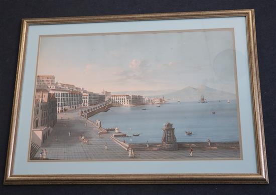 19th century Neapolitan School V. di S.Lucia A Mare - View of Veduta Napoli, Santa Lucia, 16.5 x 25in.